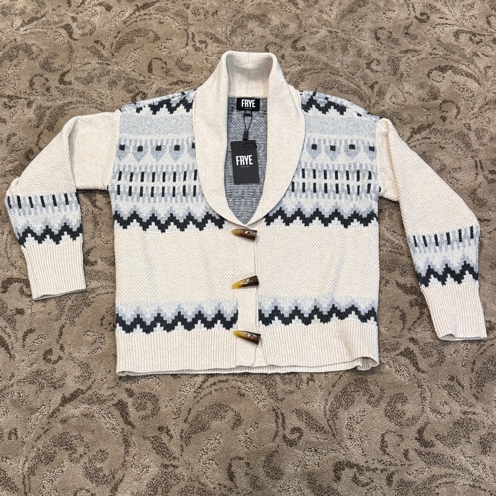 Frye Cardigan in Cream and Gray